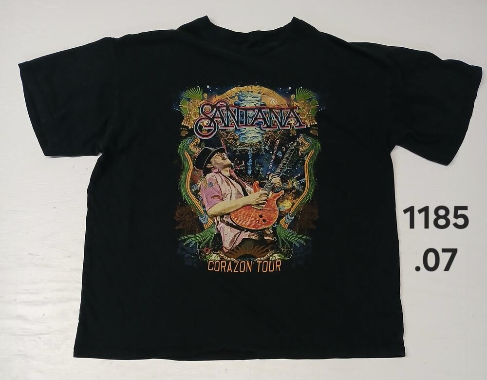 Carlos Santana (25x27) Black Short Sleeve Crew Neck TShirt